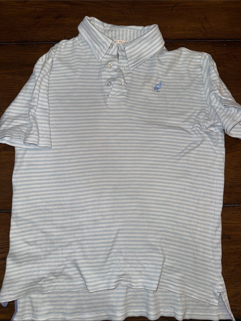 The Beaufort Bonnet Company Light Blue & White Striped Kids Polo